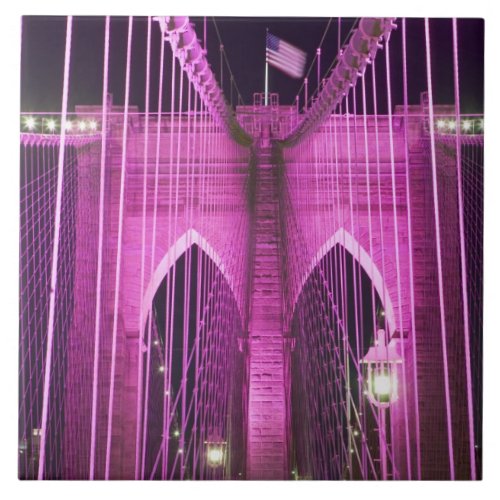 Brooklyn Bridge Lit Purple Tile