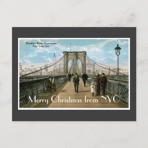 Brooklyn Bridge Merry Christmas Holiday Postcard