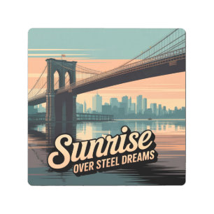 Brooklyn Bridge Morning Walk Metal Print