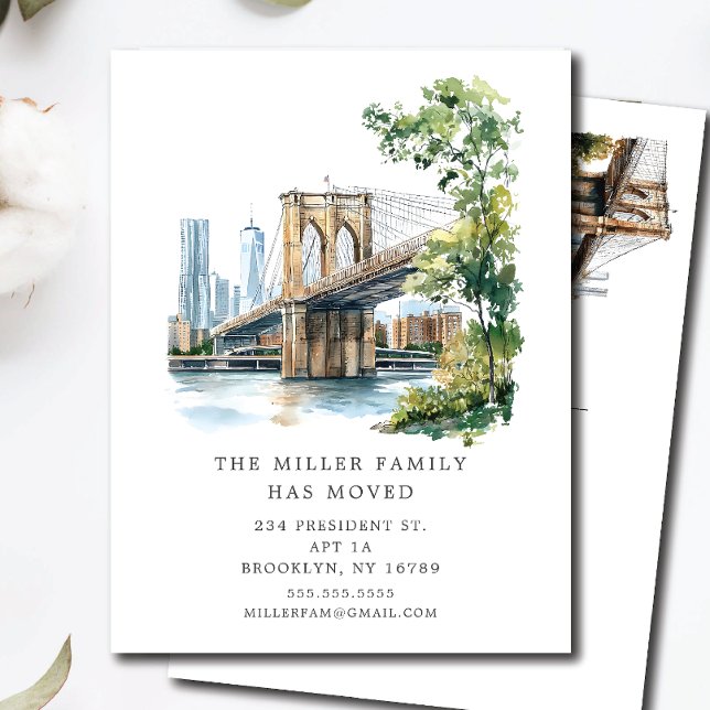 Brooklyn Bridge New Address Announcement Postcard (Creator Uploaded)