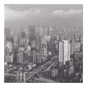 BROOKLYN BRIDGE NEW YORK A FOGGY DAY FAUX CANVAS PRINT