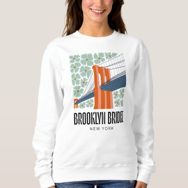 Brooklyn Bridge New York abstract travel floral Sweatshirt (Front)
