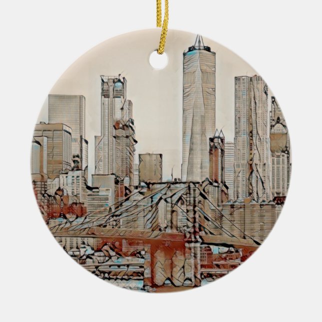 Brooklyn Bridge, New York Ceramic Ornament (Front)
