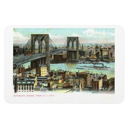 Brooklyn Bridge New York City 1910 Vintage Postca Magnet