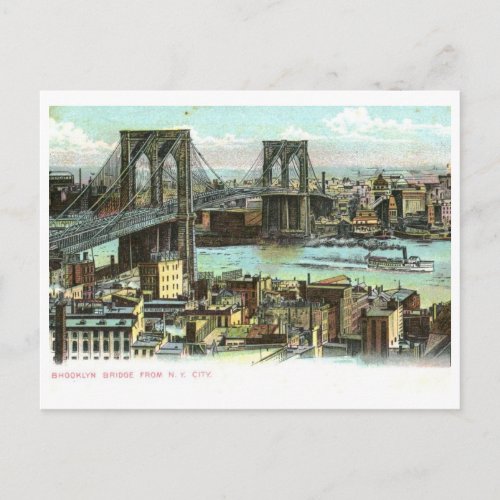 Brooklyn Bridge New York City 1910 Vintage Postcard