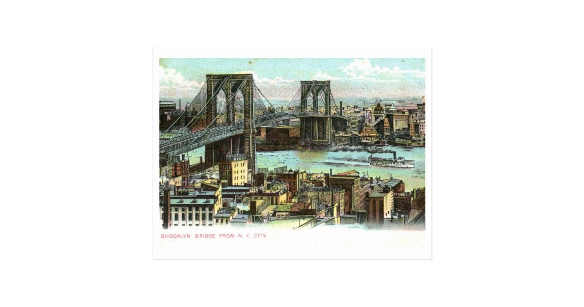 brooklyn bridge new york city 1910 vintage postcard create graduation invitations free