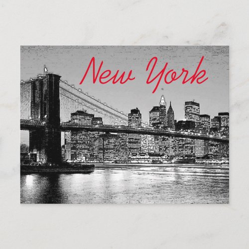 Brooklyn Bridge New York City Artwork Postcard