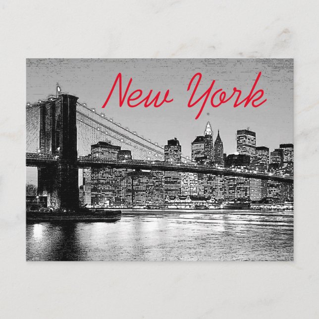 Brooklyn Bridge New York City Artwork Postcard (Front)