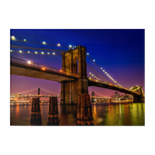 Brooklyn Bridge, New York City at Night Acrylic Print