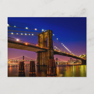 Brooklyn Bridge, New York City at Night  Postcard
