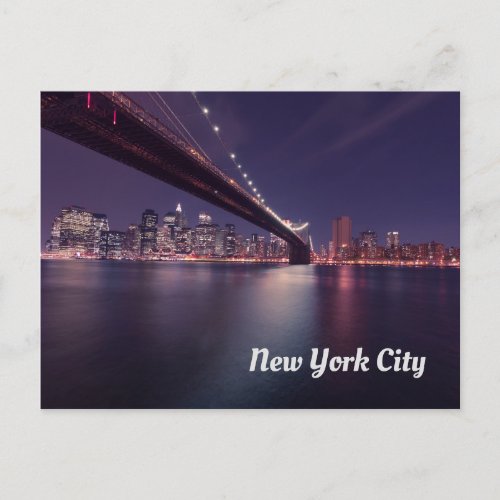 Brooklyn Bridge New York City at Night Postcard