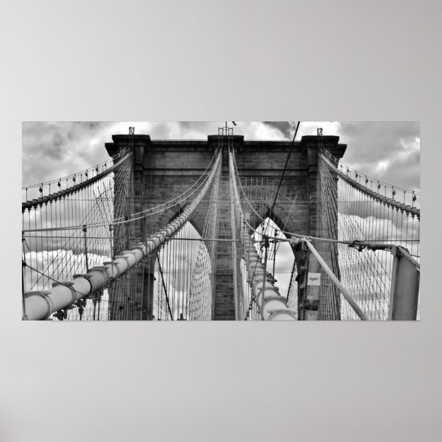 Brooklyn Bridge New York City (Black & White) Poster (Front)