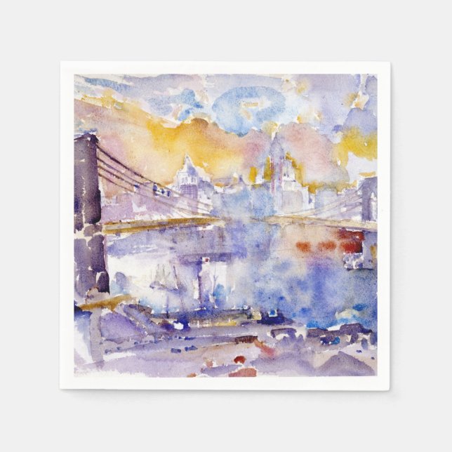 Brooklyn Bridge (New York City) (by John Marin) Napkins (Front)