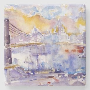 Brooklyn Bridge (New York City) (by John Marin) Stone Coaster