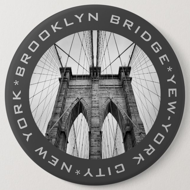 Brooklyn Bridge New-York City Landmark Custom Text Button (Front)