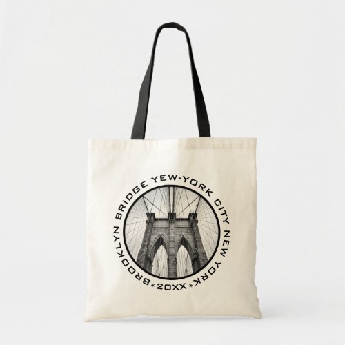 Brooklyn Bridge New_York City Landmark Custom Text Tote Bag