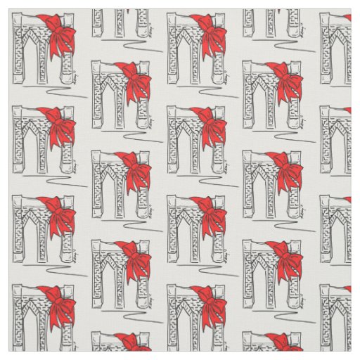 Brooklyn Bridge New York City NYC Christmas Bow Fabric