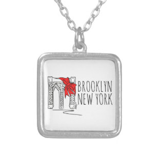 Brooklyn Bridge New York City NYC Christmas Xmas Silver Plated Necklace