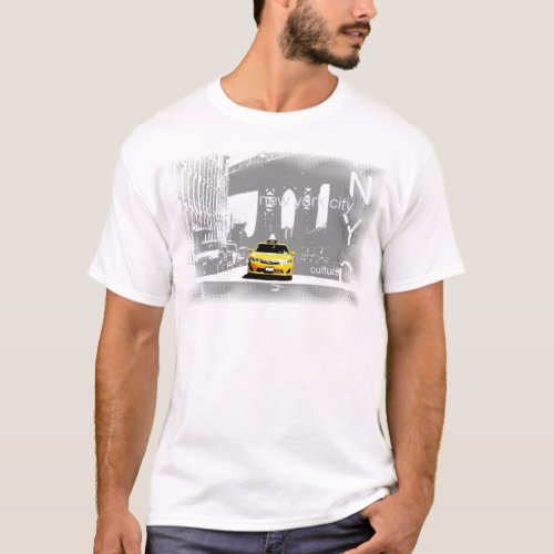 Brooklyn Bridge New York City Nyc Yellow Taxi T_Shirt