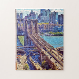 Brooklyn Bridge New York City Skyline Wall Art Jigsaw Puzzle