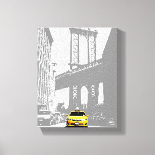 Brooklyn Bridge New York City Yellow Taxi Nyc Canvas Print