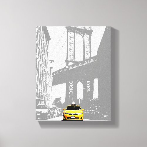 Brooklyn Bridge New York City Yellow Taxi Nyc Canvas Print