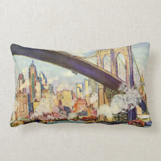 Brooklyn Bridge New York Colorful Artistic Lumbar Pillow