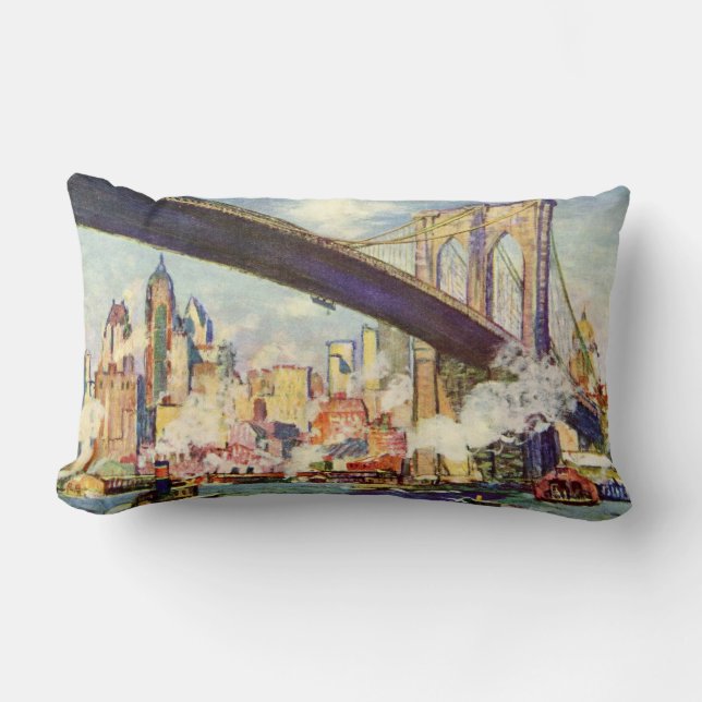 Brooklyn Bridge New York Colorful Artistic Lumbar Pillow (Front)