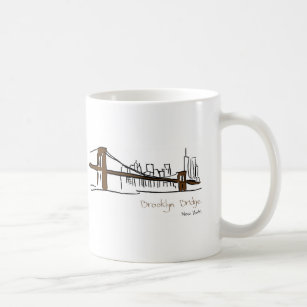 Brooklyn bridge New York illustration with the Coffee Mug