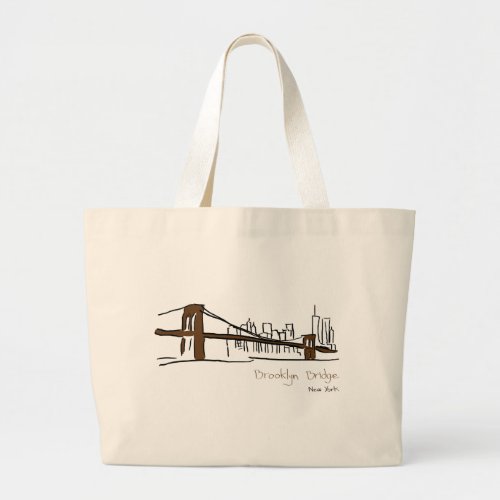 Brooklyn bridge New York illustration with the Large Tote Bag