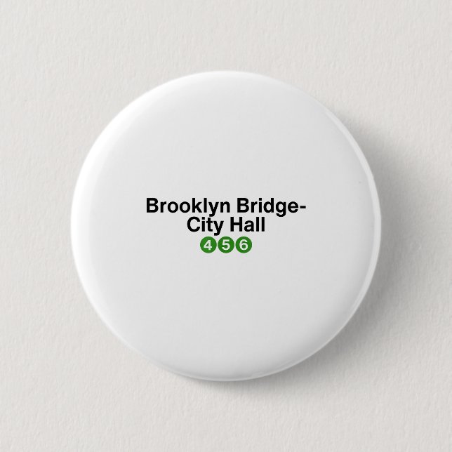 Brooklyn Bridge New York Subway Station Signs, Nyc Button (Front)