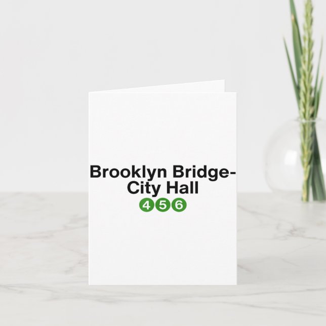 Brooklyn Bridge New York Subway Station Signs, Nyc Card (Front)