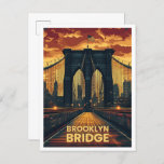 Brooklyn Bridge New York USA Vintage Travel Postcard