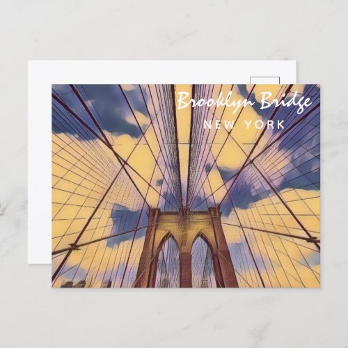 Brooklyn Bridge New York Vintage Painting Postcard