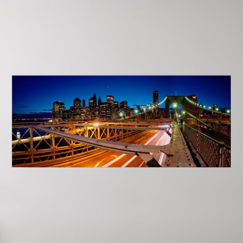 Brooklyn Bridge Night Panorama NYC Poster