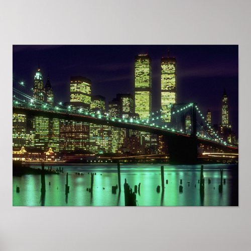 Brooklyn Bridge  Night Poster