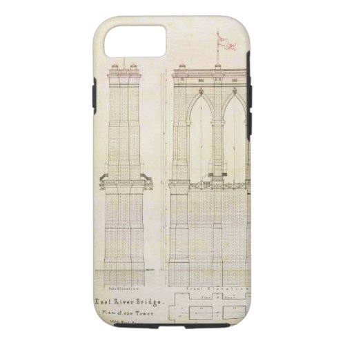 Brooklyn Bridge NYC architecture blueprint vintage iPhone 87 Case