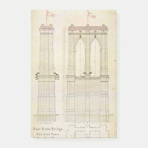 Brooklyn Bridge NYC architecture blueprint vintage Post_it Notes