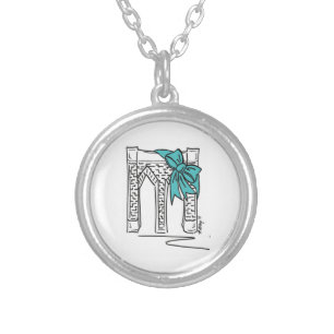Brooklyn Bridge NYC Christmas Hanukkah Landmark Silver Plated Necklace