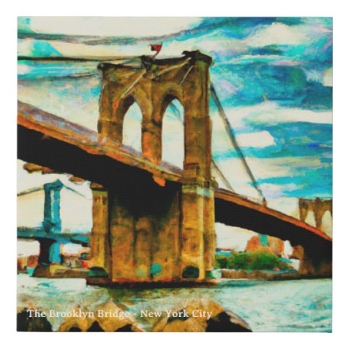 Brooklyn Bridge NYC Faux Wrapped Canvas Print