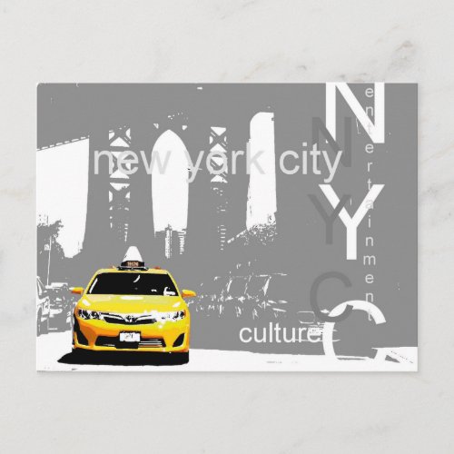 Brooklyn Bridge Nyc New York City Yellow Taxi Postcard