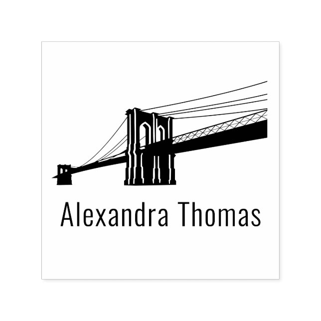 Brooklyn Bridge NYC Silhouette Name Monogram Self-inking Stamp (Design)