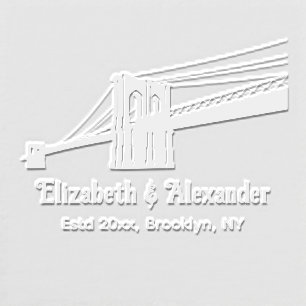 Brooklyn Bridge NYC Wedding Couple Estd Date Loc Embosser