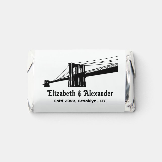 Brooklyn Bridge NYC Wedding Couple Estd Date Loc Hershey's Miniatures (Front)