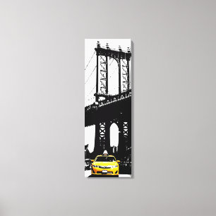 Brooklyn Bridge Nyc Yellow Taxi New York City Canvas Print