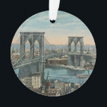 Brooklyn Bridge Ornament<br><div class="desc">It's a vintage,  postcard of the Brooklyn Bridge repurposed as an ornament.  You can purchase it as is or change the image on the back or omit the back image all-together.</div>