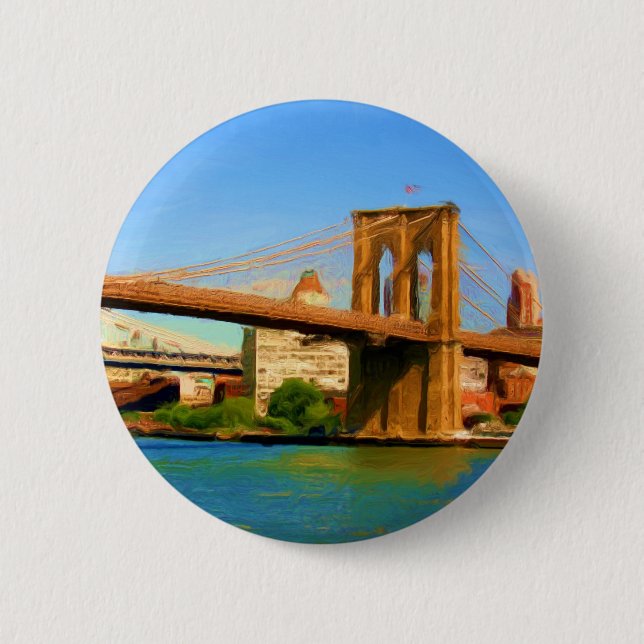 Brooklyn Bridge Painting Button (Front)