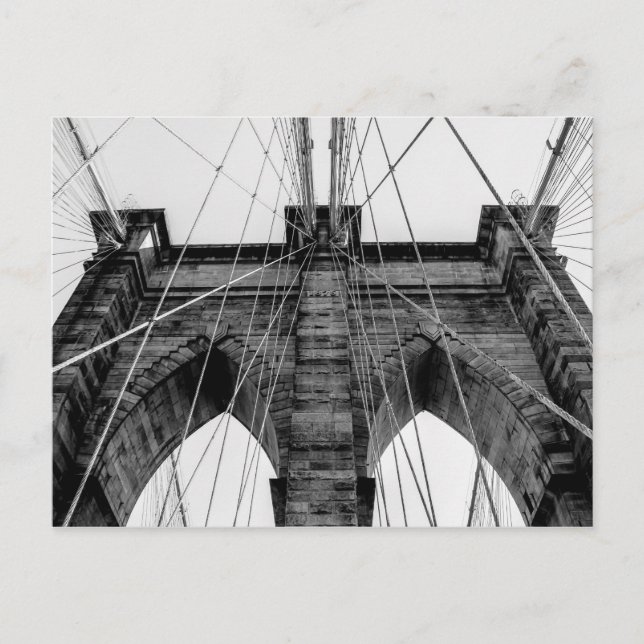Brooklyn Bridge Photo in Black and White Postcard (Front)