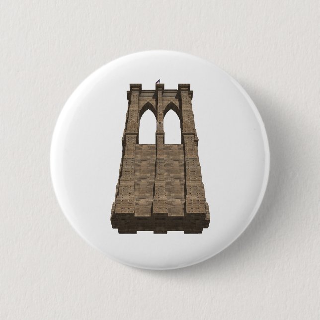 Brooklyn Bridge Pillar: 3D Model: Pinback Button (Front)