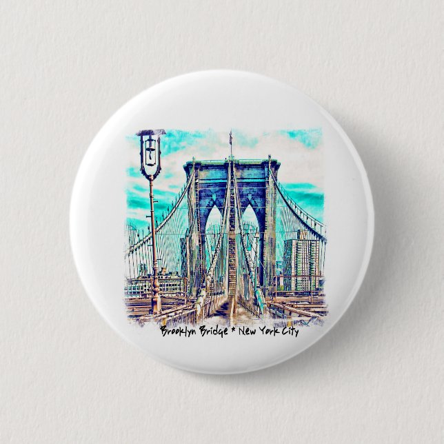 Brooklyn Bridge Pinback Button (Front)
